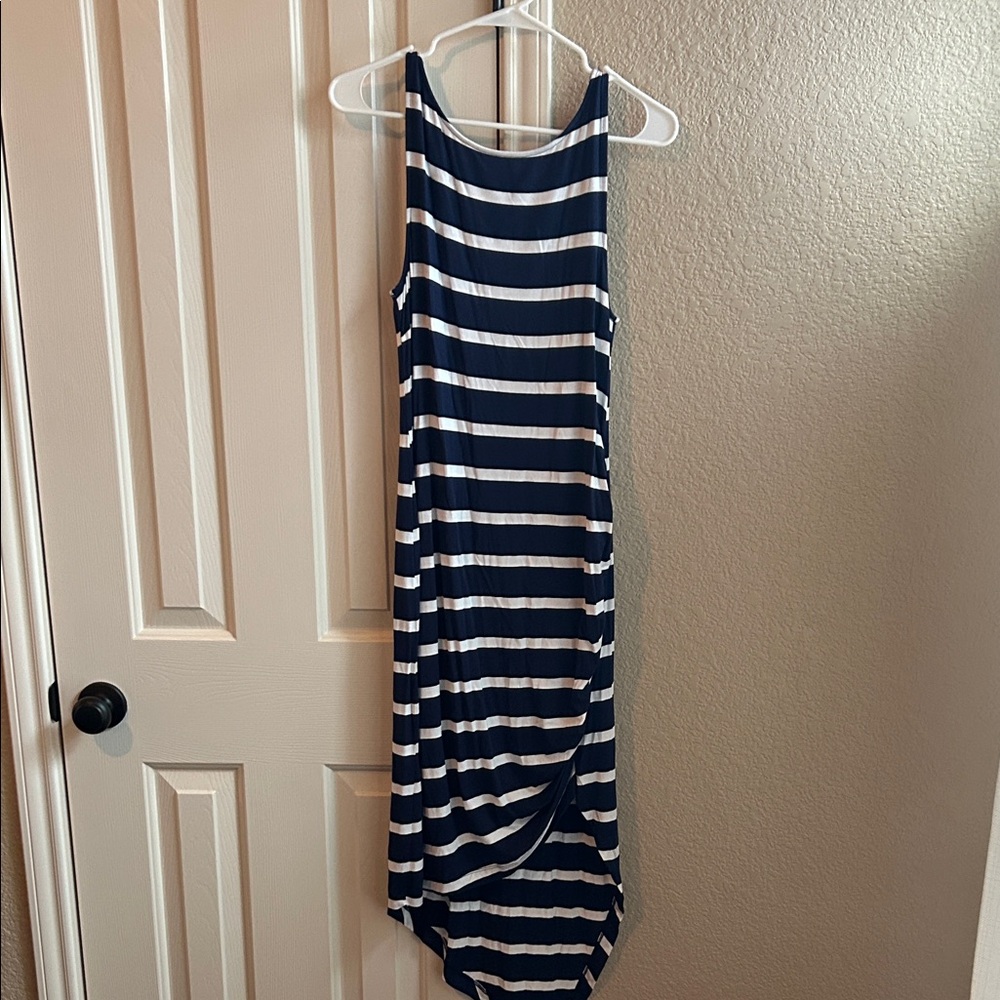 Buffalo Navy and White Striped Sleeveless Dress